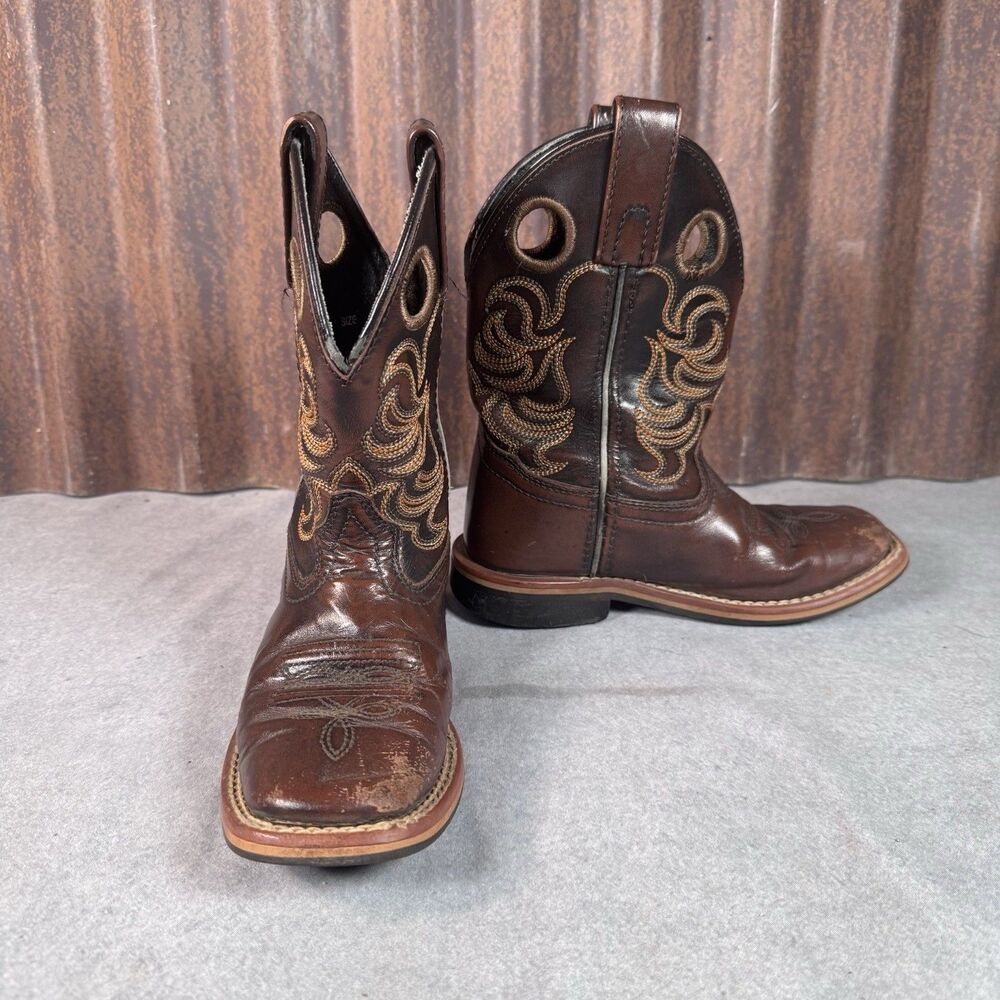 Kids Smoky Mountain Landry Cowboy Boots Brown Square Toe Size 12 R  Preowned